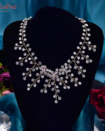 TOPQUEEN Elegant Crystal Woman Necklace Bridal Clavicle Chain Choker Wedding Party Diamante Brides Jewelry Anniversary Gift HN01