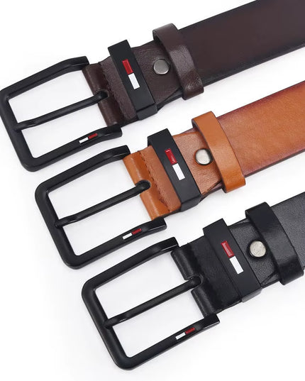 Men'S PU Leather Alloy Pin Square Buckle Belt Businessleisure Belts 2023 Fashion Black Coffee Brown Waistbelts for Men