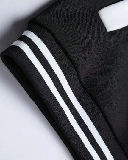 Manfinity Dauomo Men'S Letter Printed Striped Baseball Jacket