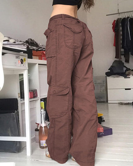 Women High Waisted Baggy Jeans Vintage Wide Straight Leg Boyfriend Denim Cargo Pants with Pockets Grunge Streetwear