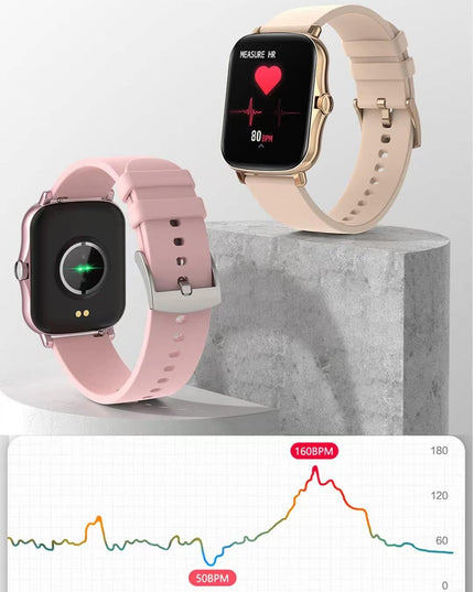 Smart Fitness Tracker Watch for Android/Ios - IP68, Heart Rate/Blood Oxygen/Sleep Monitoring, 8 Sports Modes, Breath Training, Weather Updates - 1.69-Inch Display for Men and Women (Rose Gold)