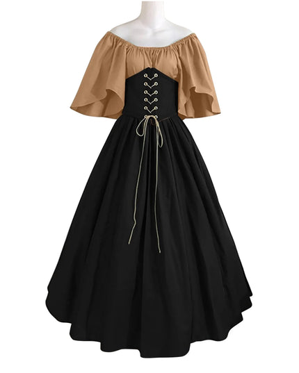 Womens Renaissance Faire Dresses Irish Traditional plus Size Dresses Ruffle over Dress Corset Retro Gown