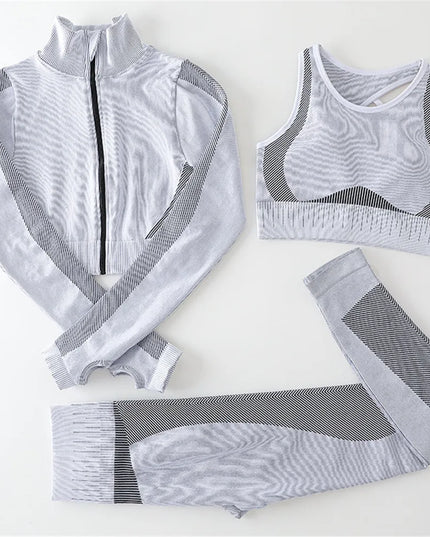 Women Fitness Sport Yoga Suit Seamless Women Yoga Sets Long Sleeve Yoga Clothing Female Sport Gym Suits Wear Running Clothes