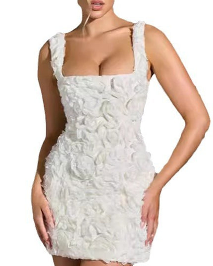 Women'S Graceful Tube Top Splicing Pullover Solid Color Flower Length Dress