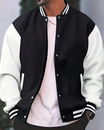 Manfinity Dauomo Men'S Letter Printed Striped Baseball Jacket
