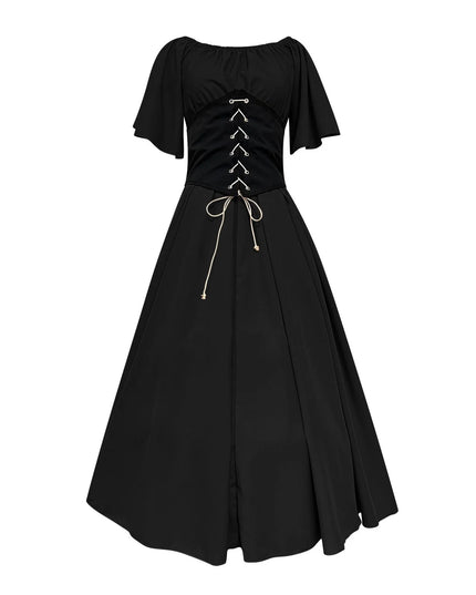 Womens Renaissance Faire Dresses Medieval Irish Traditional plus Size Dresses Ruffle over Dress Corset Retro Cosplay Gown