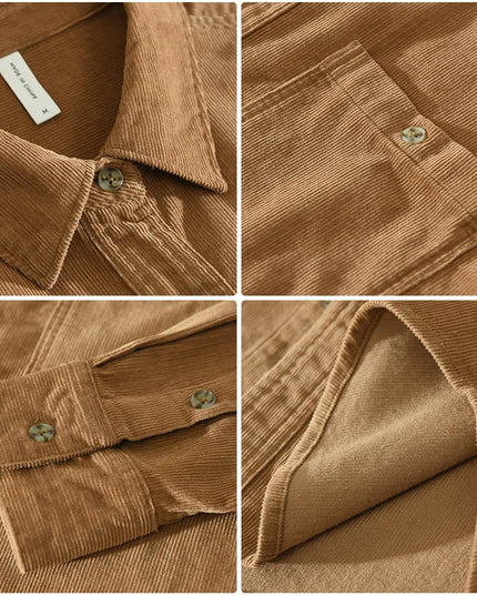New Italy Quality Corduroy Cotton Shirt Men Brand Trend Thickness Long Sleeve Comfortable Tops Clothing Chemise Homme Drop-Ship