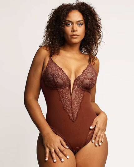 Lace Shapewear Bodysuit for Women Tummy Control Body Shaper V Neck Fajas Sculpting Tank Tops Slimming Camisole Corset