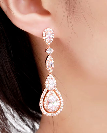 Pera Delicate Shiny White Cubic Zirconia Silver Color Long Water Drop Dangle Earrings for Ladies Costume Prom Party Jewelry E613