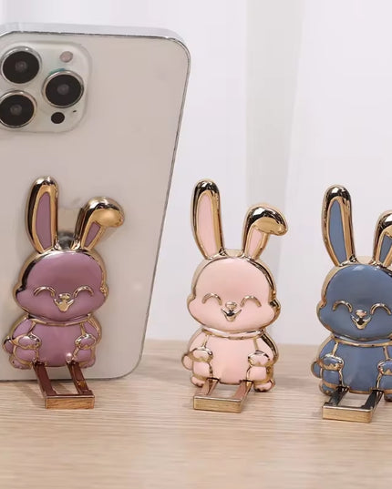 Finger Ring Phone Holder Desktop Ultra-Thin Cartoon Rabbit Phone Stand Foldable Buckle Adhesive Pull Rod Support Frame