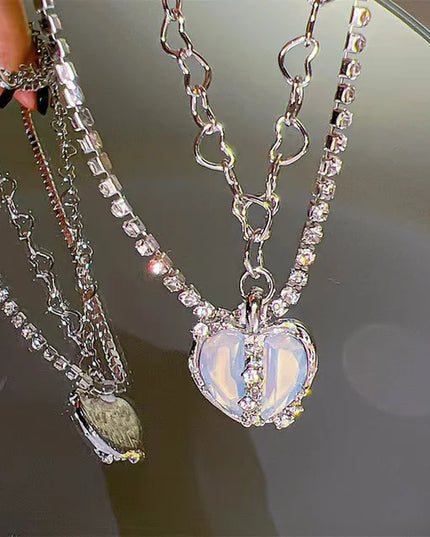 Star Zircon Pendant Necklace for Women Luxury Sweet Cool Girl Punk Heart Clavicle Chain New Fashion Jewelry Party Gift