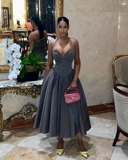 Summer Fit and Flare Halter Dress 2024 Red Elegant Bodycon Party Dresses Sexy Long Casual Dress Women'S Clothing