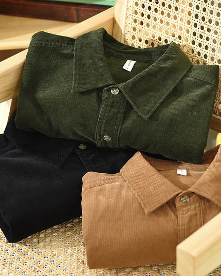 New Italy Quality Corduroy Cotton Shirt Men Brand Trend Thickness Long Sleeve Comfortable Tops Clothing Chemise Homme Drop-Ship