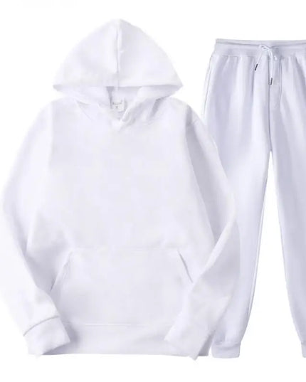 New Men Set Spring Autumn Fashion Mens Tracksuit Cotton Comfortable Two Piece Casual Sportswear Set Male Hoodies + Pants Solid