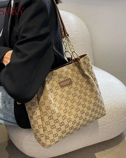 New Women Bag Shoulder Bag Handbag Sac a Main Casual Foreign Style Plaid Women'S Bag Large Capacity Tote Bags