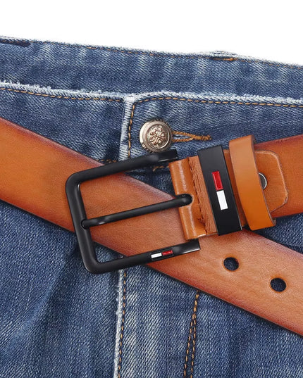 Men'S PU Leather Alloy Pin Square Buckle Belt Businessleisure Belts 2023 Fashion Black Coffee Brown Waistbelts for Men