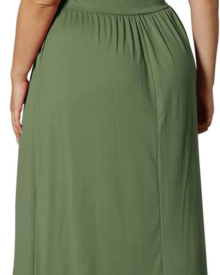 Women’S plus Size Maxi Dresses for Curvy Women Summer Casual Short Sleeve 2025 Long Dress 14W-26W