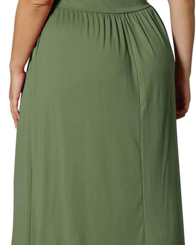 Women’S plus Size Maxi Dresses for Curvy Women Summer Casual Short Sleeve 2025 Long Dress 14W-26W