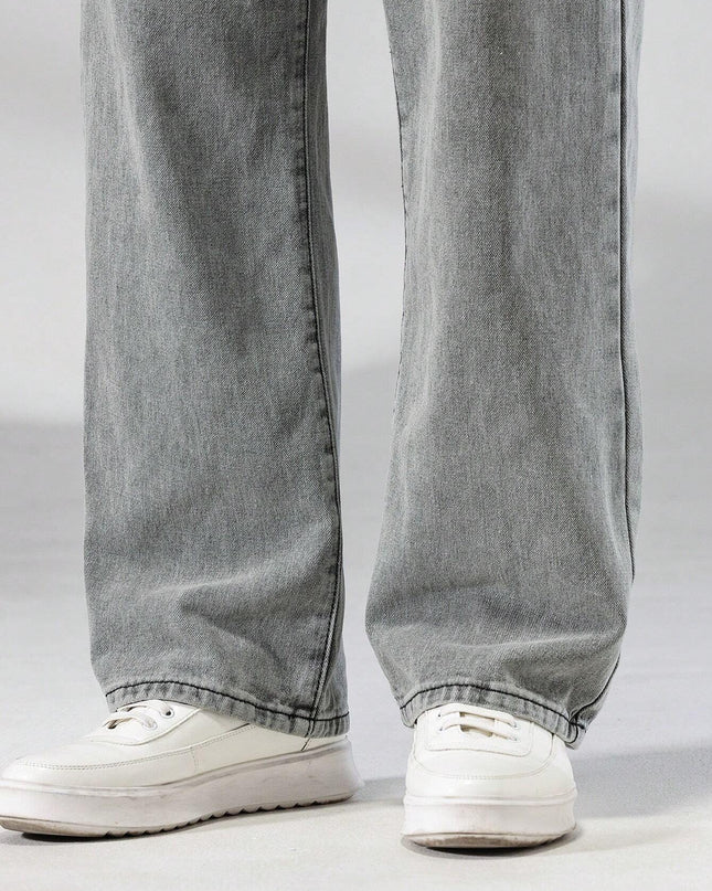 Manfinity Hypemode Men\ Solid Straight Leg Jeans, Grey Baggy Jeans Men, Loose Jeans Pants for Men, Men'S Grey Jeans, Baggy Jeans