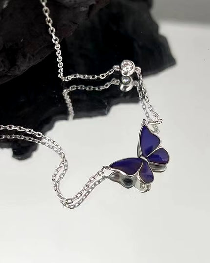 Mood Necklaces Butterfly Pendant Necklace Temperature Control Color Change Necklace Stainless Steel Chain Jewellery Women