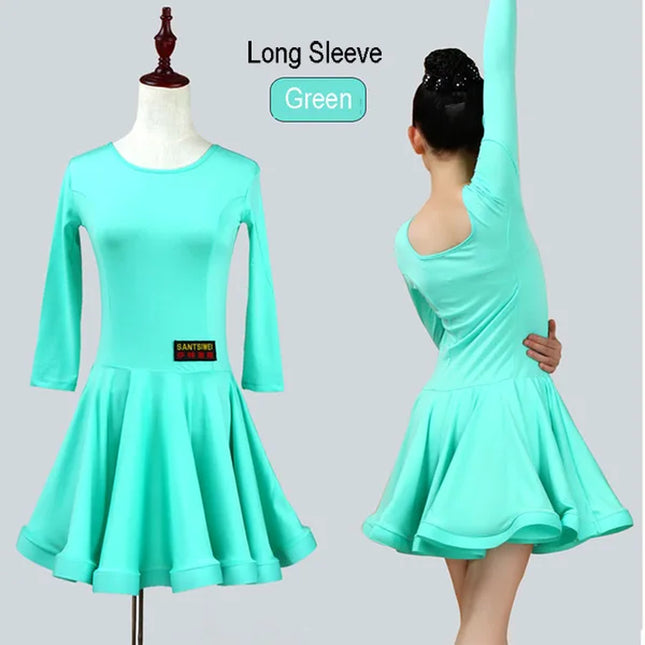 New Girls Ballroom Dancing Waltz Tango Dress Kids Salsa Bachata Latin Dance Costume Latin Dancing Clothes for Sale