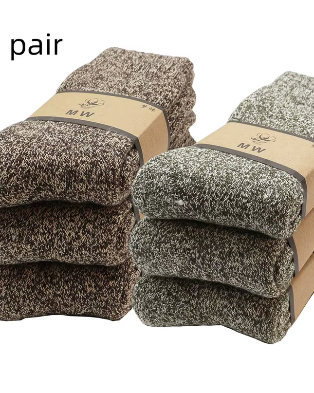Winter Men'S Merino Wool Socks Super Thick Warm High Quality Harajuku Retro Snow Casual Antifreeze Cashmere Socks Men 3 Pair