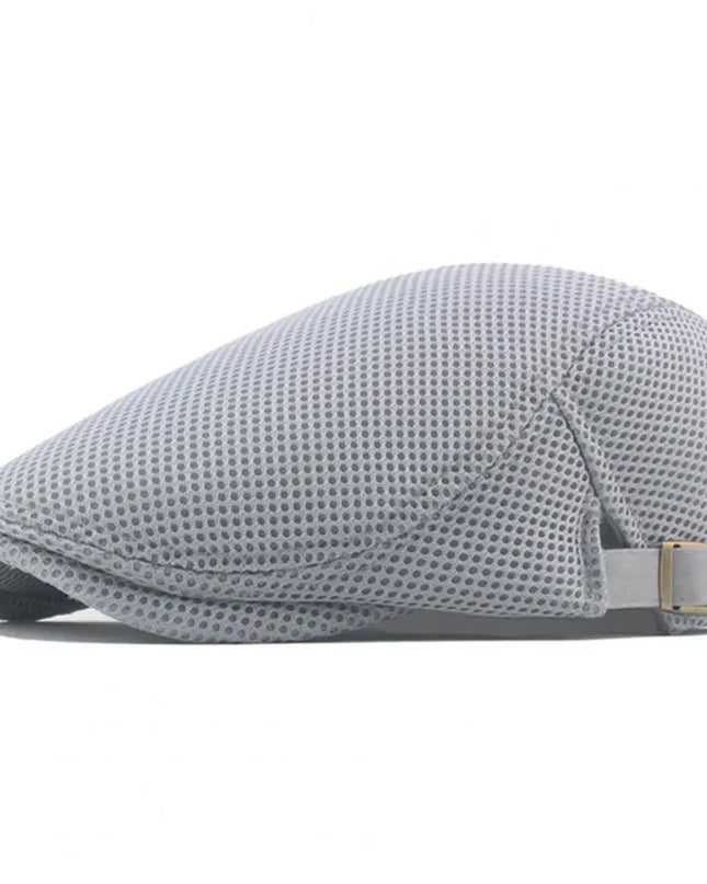 Hollow Breathable Mesh Men Beret Hat Adjustable Buckle Summer Autumn Sunscreen Men Cap Sport