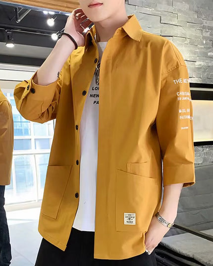 2024 Shirts Men Handsome Fashion Streetwear Design Japanese Harajuku Korean Summer All-Match Teens College Unisex Clothes Ins