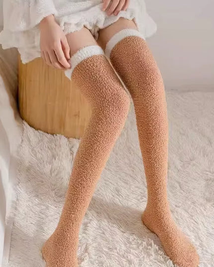 2 Pairs Cute Cow Spots Print Socks, Thickened & Warm Coral Fleece Socks, Women'S Stockings & Hosiery