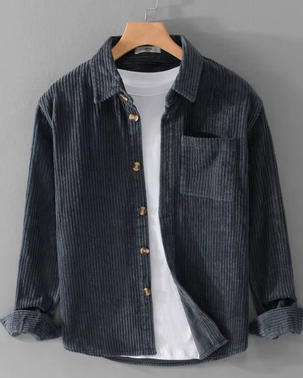 Thickening plus Size Long Sleeve Corduroy Cotton Shirt Men Brand Trendy French Style Designer Quality Top Clothes Chemise Homme