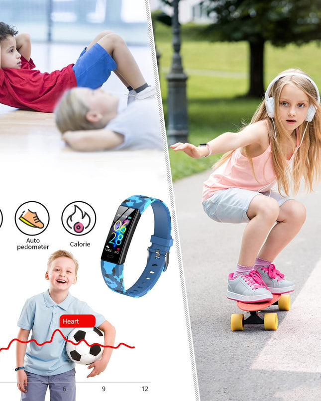 Kids Watch Fitness Tracker, Fitness Watches for Kids, Activity Tracker with Pedometers, Stopwatch, IP68 Waterproof, 11 Sport Modes Smart Watch for Kids Age 6-16 Years Old
