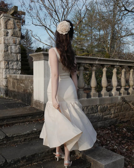 Mingmingxi Summer Midi Holiday Dress 2024 New Arrivals Red Spaghetti Strap Elegant Hem Dress Casual Birthday Party Dresses