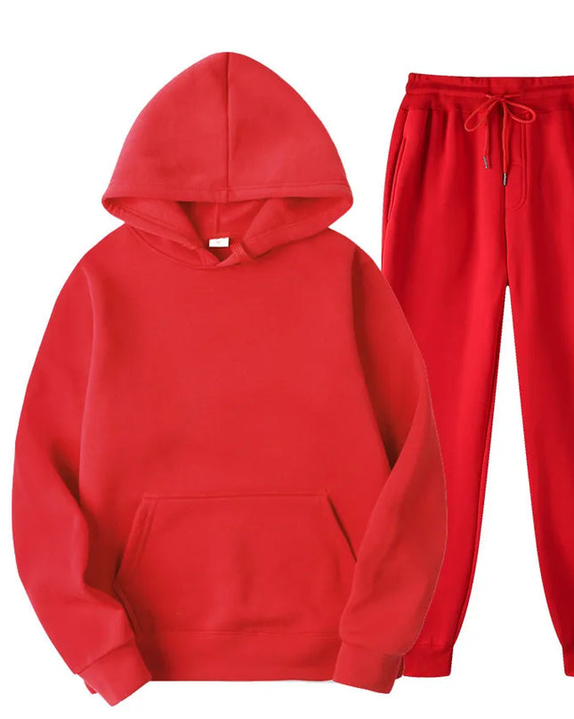 New Men Set Spring Autumn Fashion Mens Tracksuit Cotton Comfortable Two Piece Casual Sportswear Set Male Hoodies + Pants Solid