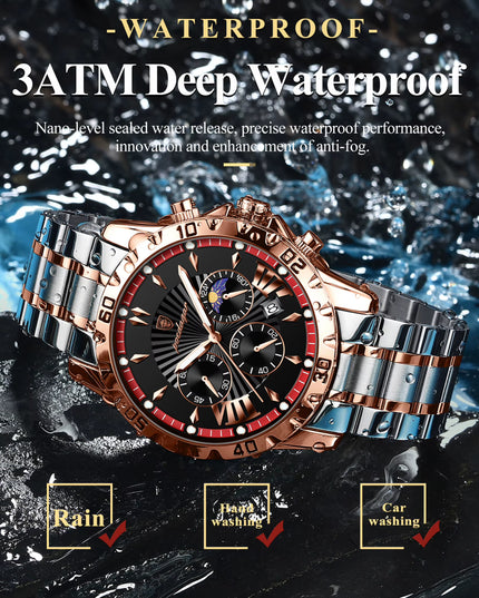 Luxury High Quality Watch for Man Waterproof Luminous Chronograph Date Men Watch Stainless Steel Quartz Men'S Watches