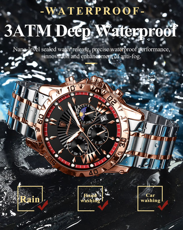 Luxury High Quality Watch for Man Waterproof Luminous Chronograph Date Men Watch Stainless Steel Quartz Men'S Watches