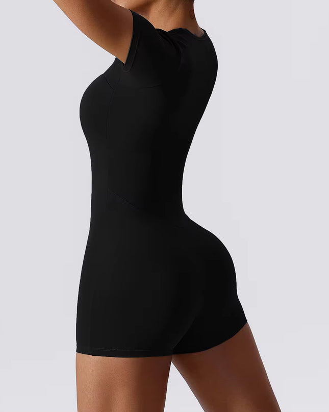 New Yoga Clothes Shorts Short Sleeve One Piece Yoga Suit Women'S Gym Workout Tracksuit Sports Fitness Exercise Yoga Bodysuit