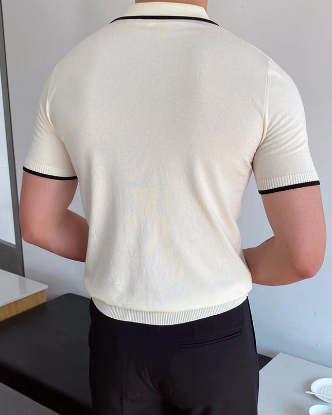 Summer Men Fashion Polo Shirts Short Sleeve Turn-Down Collar Patchwork Casual Polos Mens Clothing Male Tops Pullover Streetwear