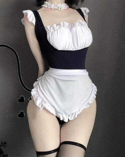 Maid Dress Cosplay Costumes Women Sexy Lingerie Perspective Erotic Underwear Maid Classical Lace Outfit Porno Suit