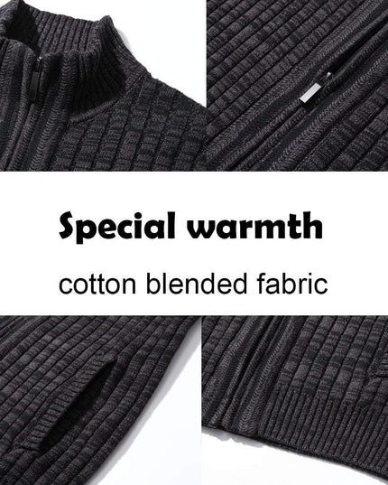 Men'S Cardigan Sweaters Full Zip up Stand Collar Slim Fit Casual Knitted Sweater with 2 Front Pockets
