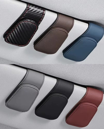 Universal Car Auto Sun Visor Eyeglass Hanger Clip Leather Glasses Holder Magnetic Multi-Function Automobile Accessories Storage