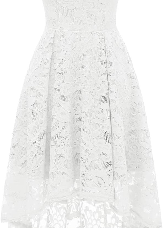 Women Halter Lace Wedding Guest Dress Hi-Lo Cocktail Party Bridesmaid Formal Dresses