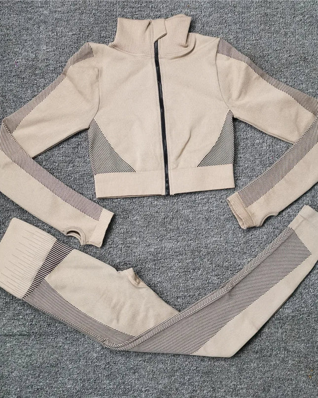 Women Fitness Sport Yoga Suit Seamless Women Yoga Sets Long Sleeve Yoga Clothing Female Sport Gym Suits Wear Running Clothes