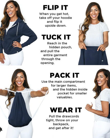 2-In-1 Reversible Backpack Hoodie (As Seen on SHARK TANK) Unisex Full-Zip Hero Hoodie Lite