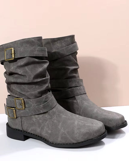 Women'S Boots plus Sizes 41 42 43 Suede Platform Knee High Boots Slim Winter plus Velvet Stretch Boots round Toe Shoe Woman Buty