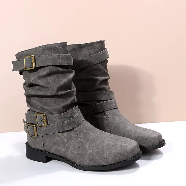 Women'S Boots plus Sizes 41 42 43 Suede Platform Knee High Boots Slim Winter plus Velvet Stretch Boots round Toe Shoe Woman Buty