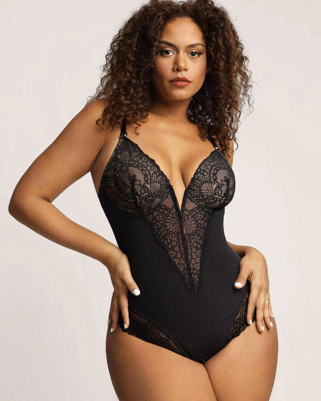 Lace Shapewear Bodysuit for Women Tummy Control Body Shaper V Neck Fajas Sculpting Tank Tops Slimming Camisole Corset