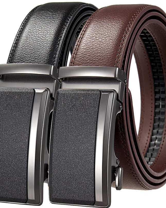 Men'S Leather Belts Fashion Automatic Buckle Cowskin Male Belt Luxury Designer Black Brown 3.5Cm plus Size 130 140 150 160 170Cm