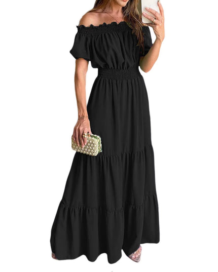 Boho Dresses for Women 2024 Summer Sexy off Shoulder Solid Color Flare Sleeve Tunic Dress Women Casual Mini Sundress Vestido