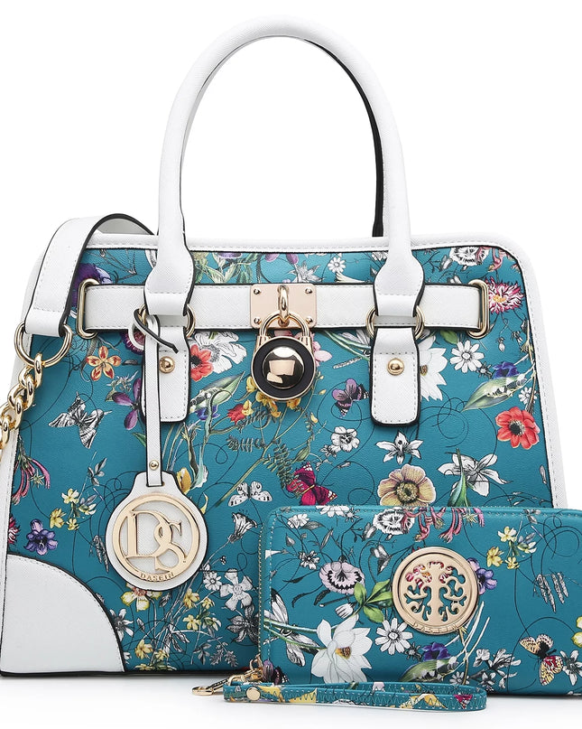Women Structured Handbags Top Handle Satchel Purse Shoulder Bag Briefcase Hobo Bag Set 2Pcs