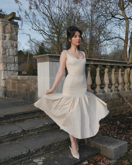 Mingmingxi Summer Midi Holiday Dress 2024 New Arrivals Red Spaghetti Strap Elegant Hem Dress Casual Birthday Party Dresses